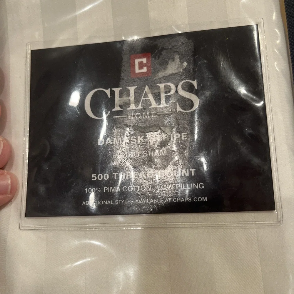 Chaps Damask Stripe 1 Euro Sham White 500 Thread 100% Pima Cotton 26 x‎ 26 New